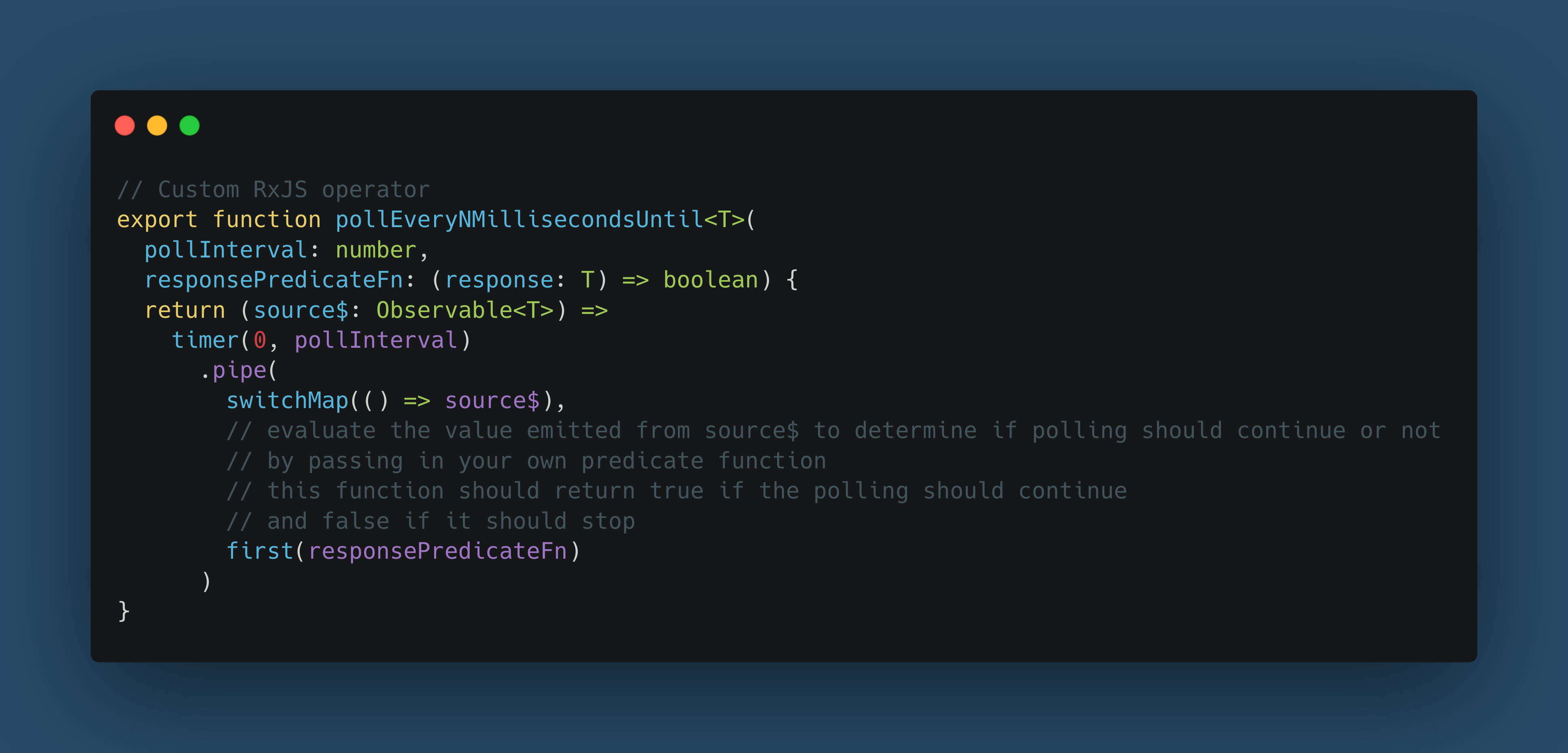 Screenshot of custom RxJS operator